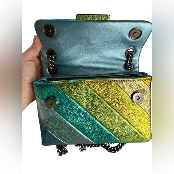 Kurt Geiger Metallic Green and Gold Gradient Shoulder Bag with Chain Strap - Picture 8 of 10